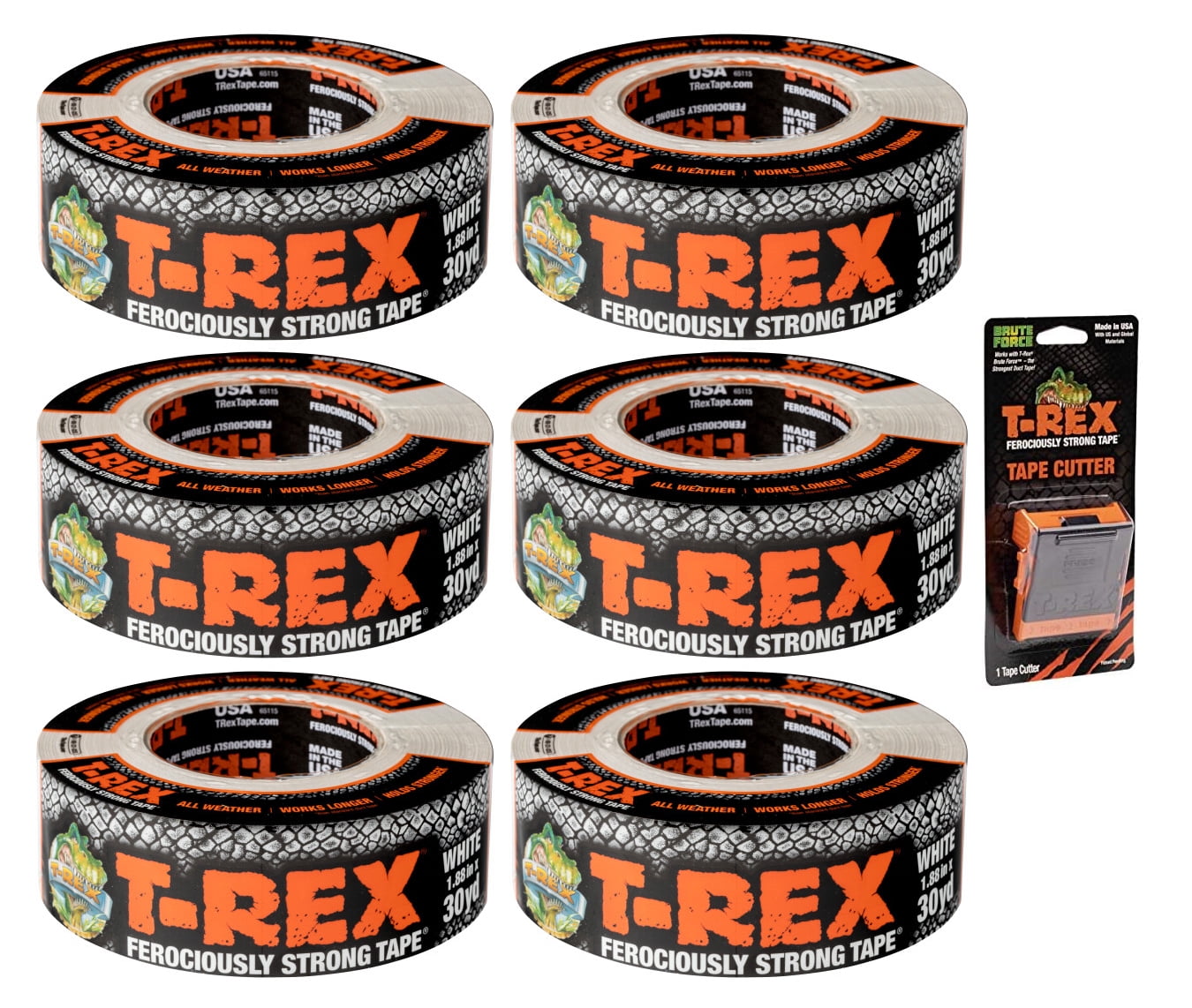 2 Pack T-REX Ferociously Strong Waterproof Duct Tape 24 yds Total 48mm x 10.9m 