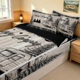 thumbnail image 3 of Erosebridal Happy Camping Zipper Full Size Comforter Sets with Fitted Sheet and 2 Pillowcases, RV Travel Trailor Camper Zipper Bedding Set, Black Reversible, 3 of 7