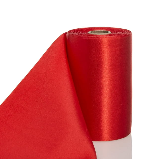 Cinta satinada ATRBB de 10 cm de ancho, roja y 24,7 m de largo