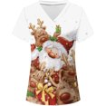 thumbnail image 1 of Puntoco Mujer Navidad Manga corta Cuello en V Uniforme de trabajo Estampado Ropa de trabajo Blusas Jersey Camisetas tops Puntoco Puntoco-6607, 1 of 4