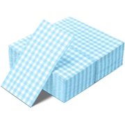120 Pieces Blue Gingham Paper Napkins Bulk, Buffalo Plaid Napkins Checkered Disposable Guest Towels Set Picnic Theme Paper Hand Towels for Home Dinner Christmas Birthday Party Supply, 3 Ply