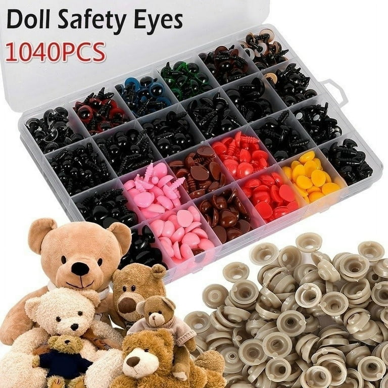 Ihvewuo 580pcs Doll Safety Eyes Noses,Colorful Safety Eyes Noses for Crafts  Crochet Stuffed Animals Plastic Multicolor 6mm 10mm 12mm 14mm 16mm 18mm 