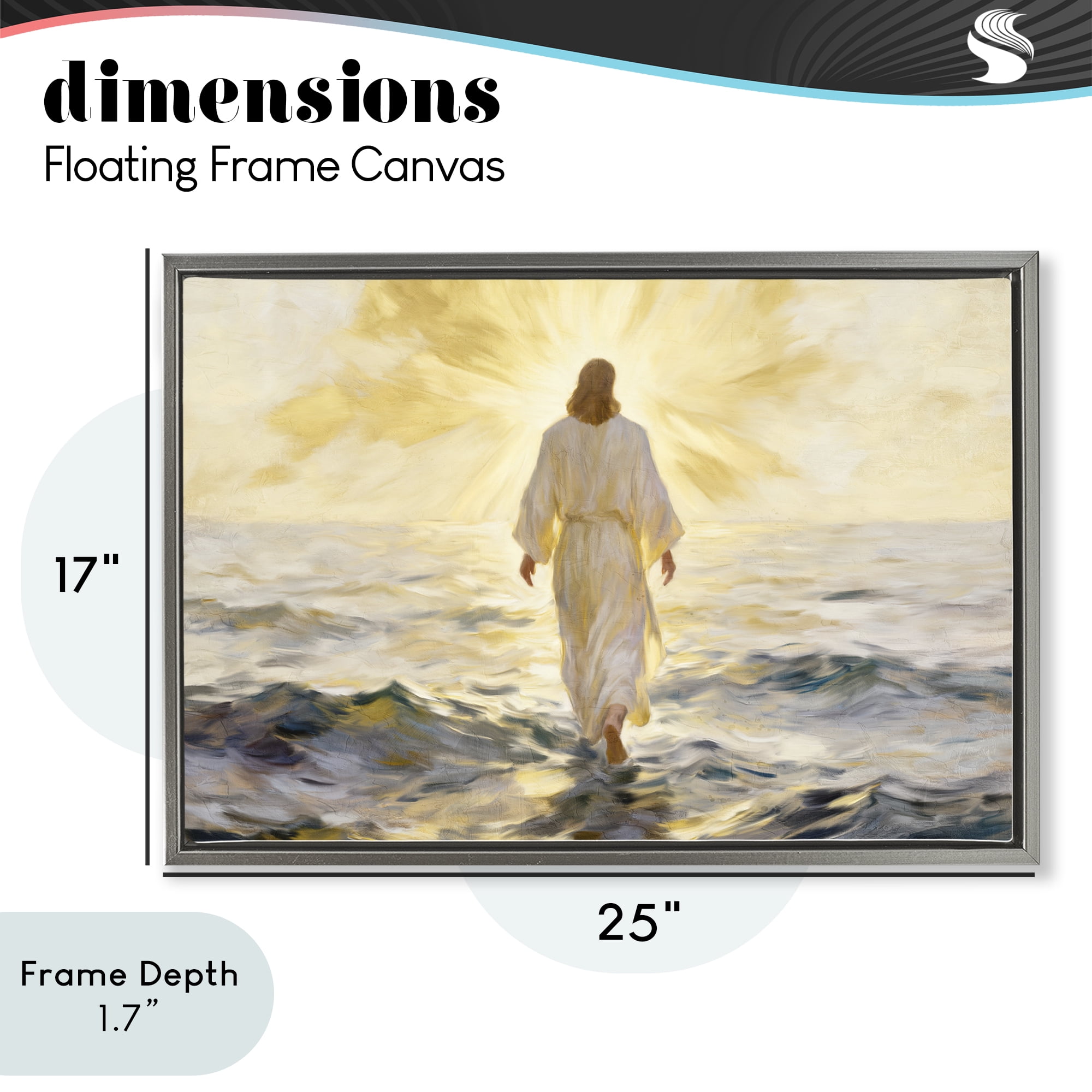 Stupell Industries Golden Walk Spiritual Figure Gray Framed Floater Canvas Wall Art, design by Kim Allen