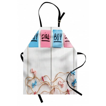 

Gender Reveal Apron Colorful Stickers Garland and Ribbons Greetings on Wooden Seem Background Unisex Kitchen Bib Apron with Adjustable Neck for Cooking Baking Gardening Multicolor by Ambesonne