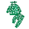 thumbnail image 2 of Jacenvly St. Patrick'S Day Toddler Girl Clothes Soft Comfort Long Sleeve Casual Crewneck 0-3 Years Girls St Patrick'S Day Outfits Infant Girls Tops Pants with Headband 3Pcs Set Green, 2 of 8