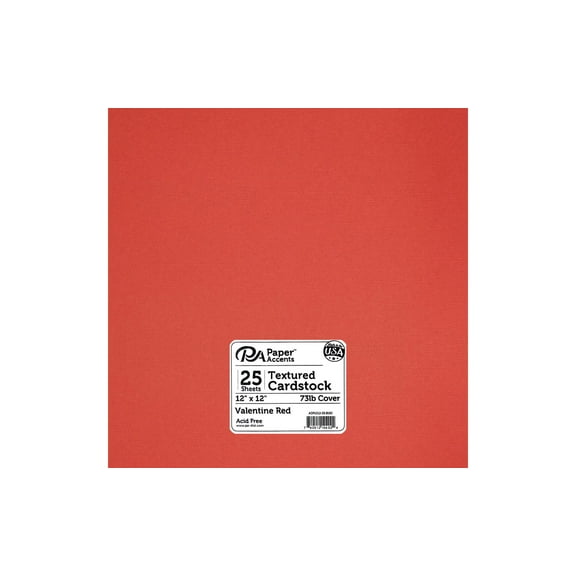 Cdstk Textured 12x12 73lb 25pc Pk ValentineRed
