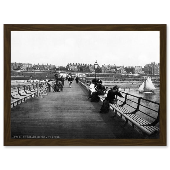 Vintage Victorian Photo Hunstanton From Pier England UK Artwork Framed Wall Art Print A4