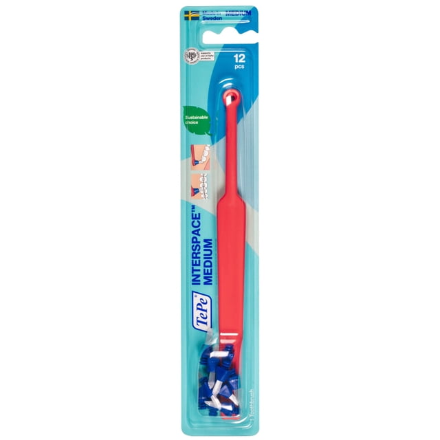 Cepillo de dientes TePe Interspace Angle Medium para aparatos ortopédicos, paquete de 12