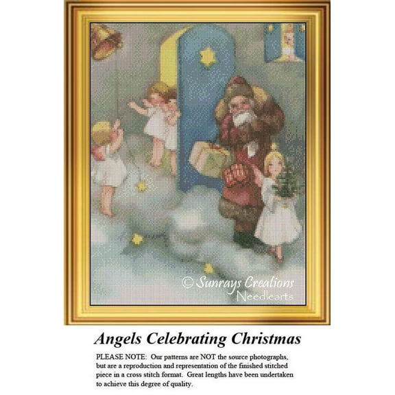 Christmas Cross Stitch Pattern | Angels Celebrating Christmas (Pattern Only, You Provide The Floss and Fabric)