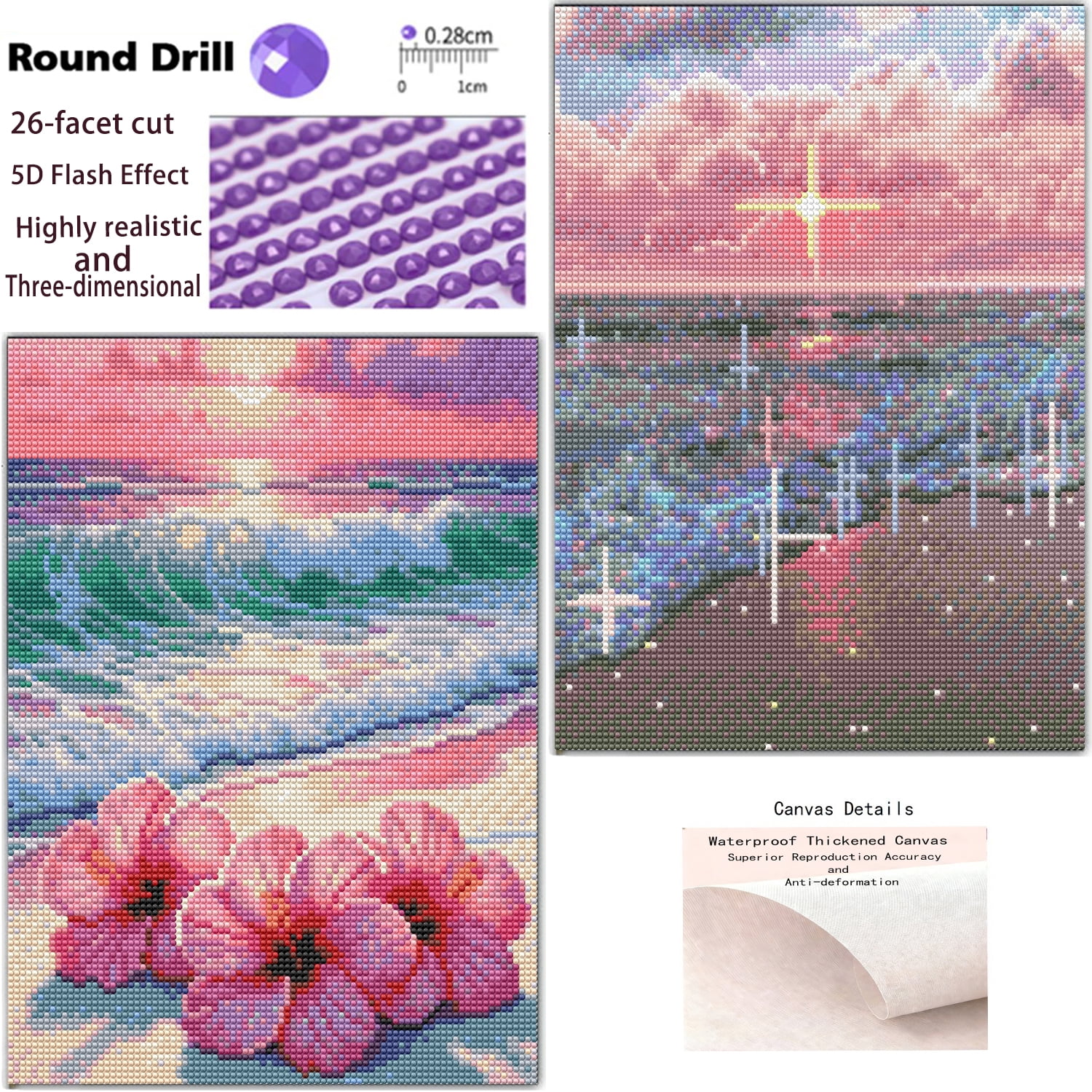 CSZPPQAF 2-Pack Beach Diamond Painting Kits for Adults Beginner- Full Round Drill,Gem Art Craft Set for Home Wall Decor or Relax Gift