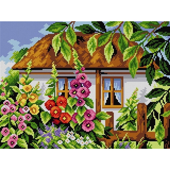 House with Mallows 2487J Needlepoint canvas for halfstitch without yarn