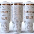 thumbnail image 2 of Star Mug I Am The Storm And The Calm... 40Oz Tumbler, , 40 Oz Quencher Wolf Huntressreamcatcher Tumbler , - Tumbler With Handle, To-Go Coffee Mug 40oz, 2 of 4