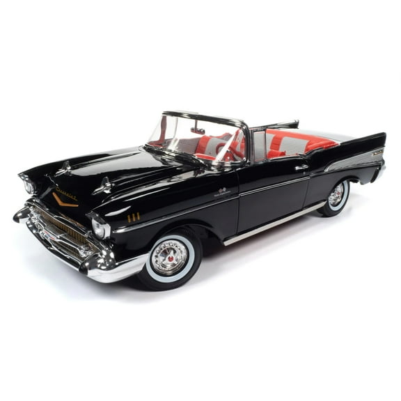 1957 Chevrolet Bel Air Convertible Onyx Black James Bond 007 "Dr. No" (1962) Movie 1/18 Diecast Model Car by Auto World