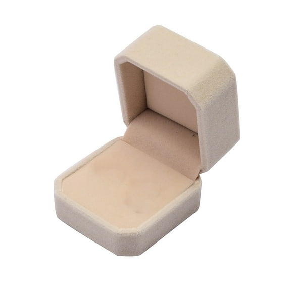 Winty Home Textile Storage,Velvet Engagement Wedding Earring Ring Pendant Jewelry Display Box Gift Beige ,Storage Case