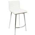thumbnail image 3 of Mason Contemporary Swivel Counter Stool In Stainless Steel, Walnut Wood, And White Faux Leather - Set Of 2, 3 of 7