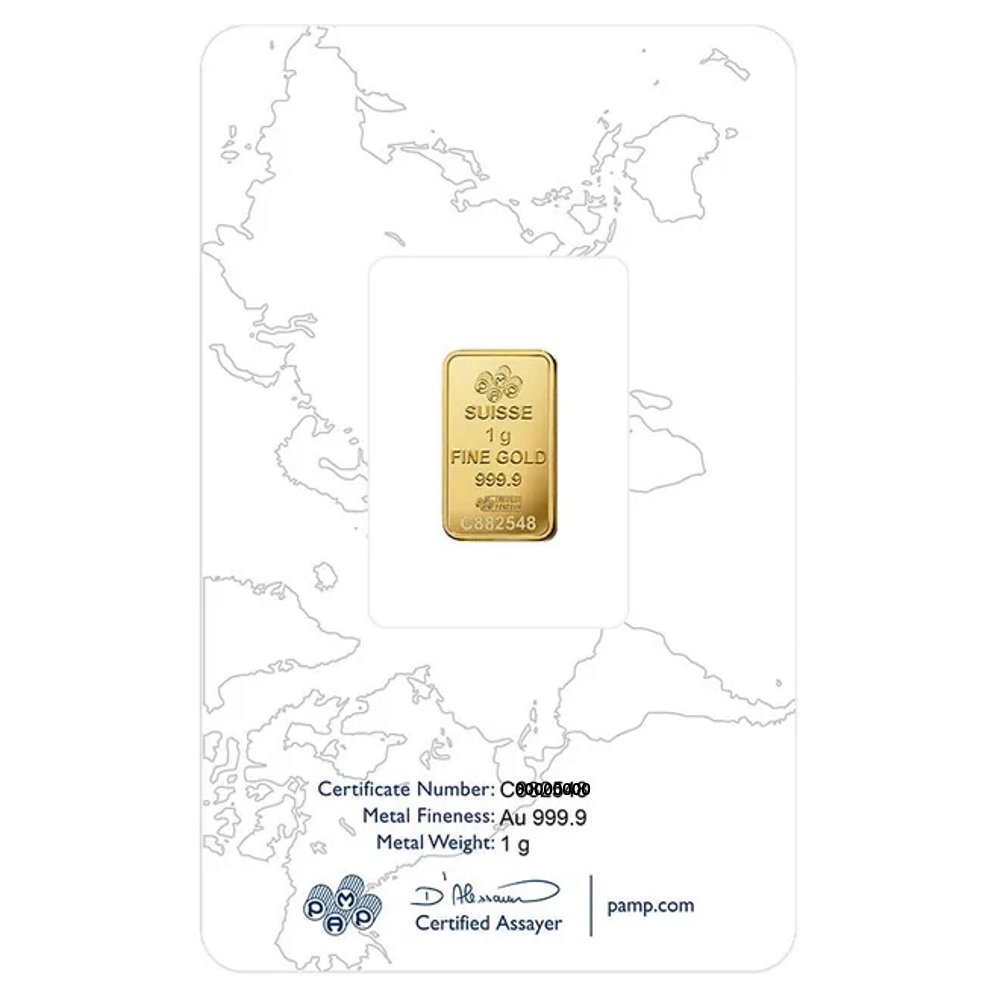 PAMP Suisse Rosa 1 gram .9999 Gold Bar - Sealed Assay Card