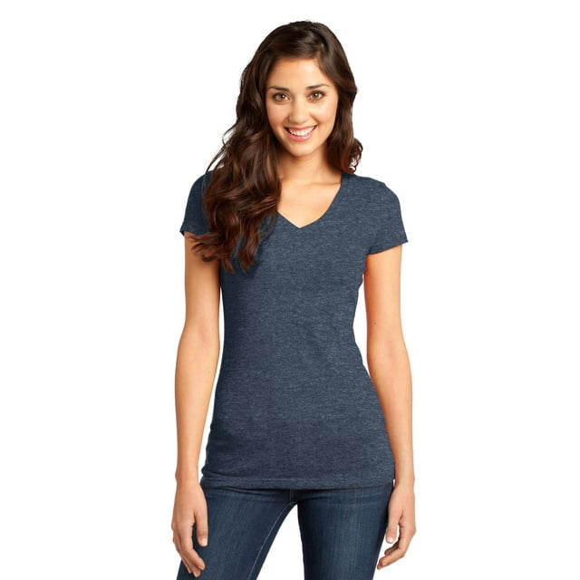 DISCONTINUADO District - Camiseta Very Important para jóvenes con cuello en V XS Heathered Navy Distrito DT6501