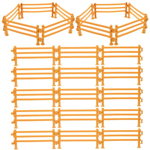 GOOHOCHY 100pcs Miniature Building Block Safety Guardrail Plastic Fence for Farm Animal Scenes Small Yellow Toy Fence 9cm
