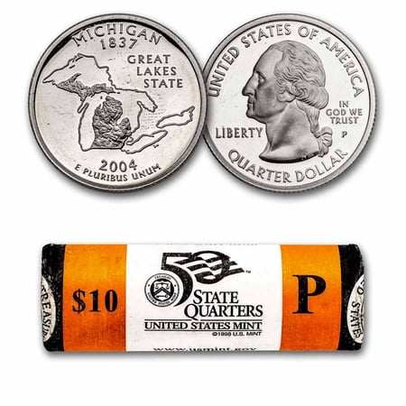 2004-P Michigan Statehood Quarter 40-Coin Roll BU (Mint Wrapped)