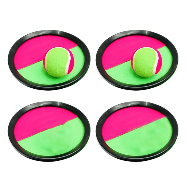 MasteelfCA 6pcs 19cm Outdoor Sticky Ball Racket Beach Playing Toy Throw Catch Ball for Kids Children (4pcs Black Racket, 2pcs Ball)