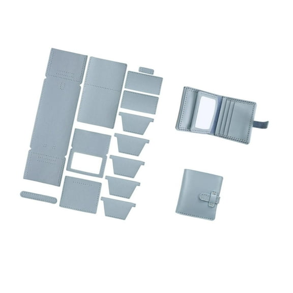 yuksok DIY Leather Wallet Set Card Organizer Handmade Pre Punched Mens Purse Making Blue