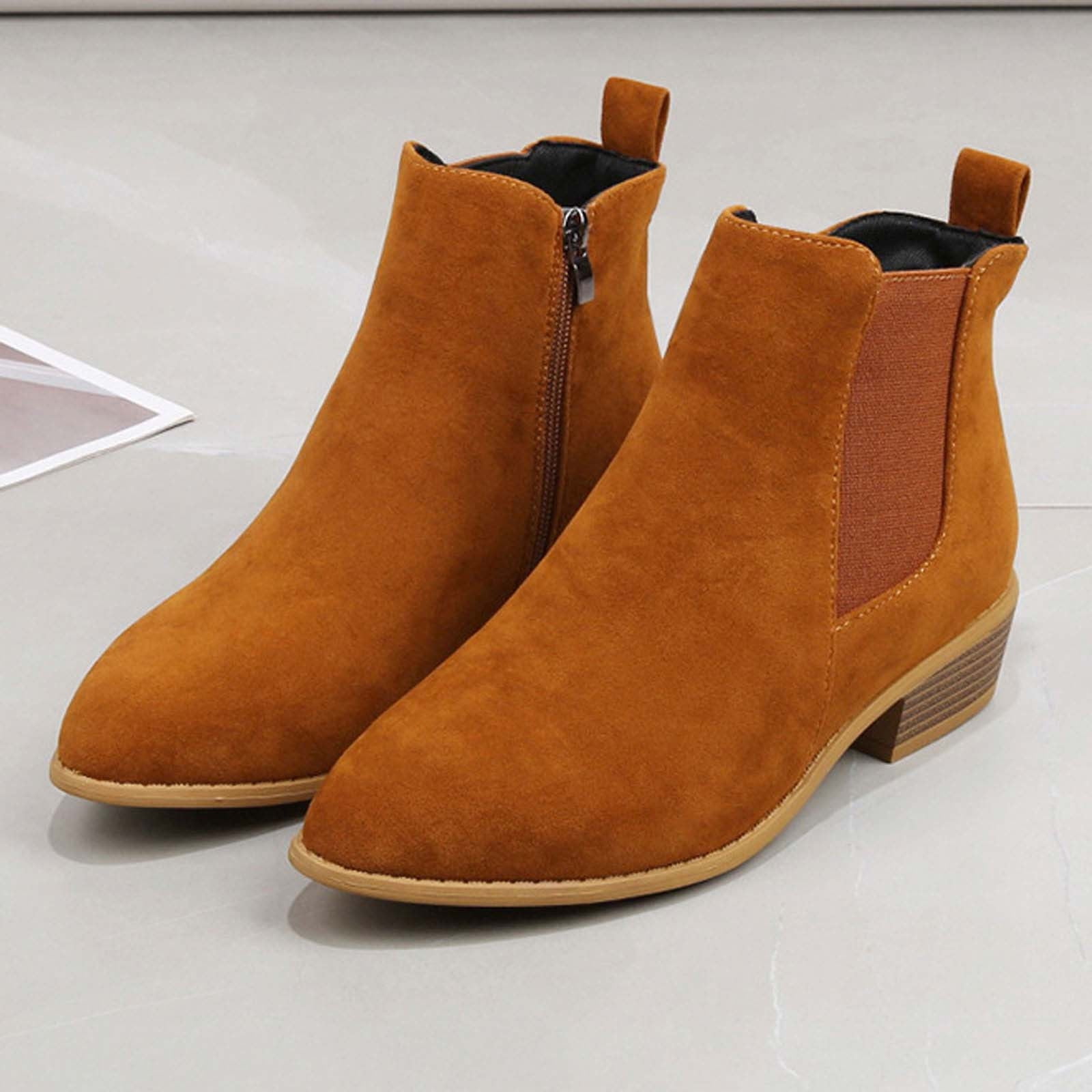 Summer Saving Clearance AXXD Middle Ankle Boots,Womens Shoes Dressy Casual Flat Womens Winter Boots Mid-Calf Christmas For 2024 Slouch Boots Ladies Women Shoes For Clearence