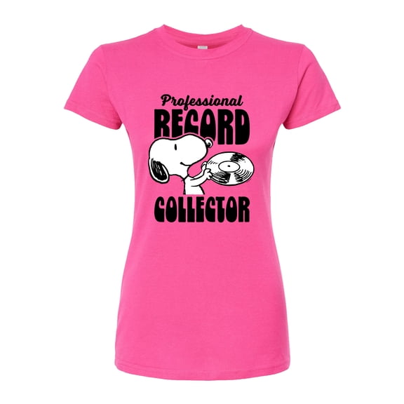 Peanuts - Snoopy Record Collector - Juniors Fitted Graphic T-Shirt