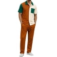 thumbnail image 2 of MHOSTAFH Men 2 Piece Summer Sets Short Sleeve Button Down Shirt and Long Pant Set Spring Casual Tracksuit for Men, 2 of 9