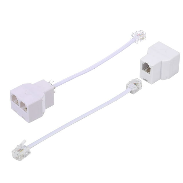 Telephone Cable Adapter,RJ11 Phone Splitter Modular Cable Phone Adapter,Telephone Adaptor Splitter Extension Cable RJ11 6P4C Male-2 Female Socket Telephone Extension Cable, Fax Machine