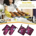 thumbnail image 5 of Honeii ink Donkey Pop Art Pattern Oven Mitts and Pot Holders, Silicone Oven Gloves,500 F Heat Resistant Oven Mitts Sets, 4PCS, 5 of 6