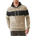 thumbnail image 2 of sususu Large Men Pullover Hoodie Hooded Sweatshirt Up Casual Warm Jacket With Pockets For Outdoor Athletic Wear,Beige,M, 2 of 7