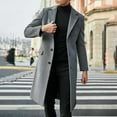 thumbnail image 2 of Herrnalise Jackets for Men Winter Casual Solid Turndown Keep Warm Single-breasted Windbreaker Coat Gray, 2 of 6
