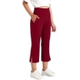 thumbnail image 2 of Miluxas Girls Capri Yoga Pants with Pockets Capris Leggings Dressy Casual Stretch Crop Lounge Straight Open Bottom Summer Red 8-9 Years, 2 of 8
