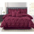 thumbnail image 2 of Casa Platino 7 Piece Ruffeled Comforter Set - Queen/Burgundy, 2 of 4