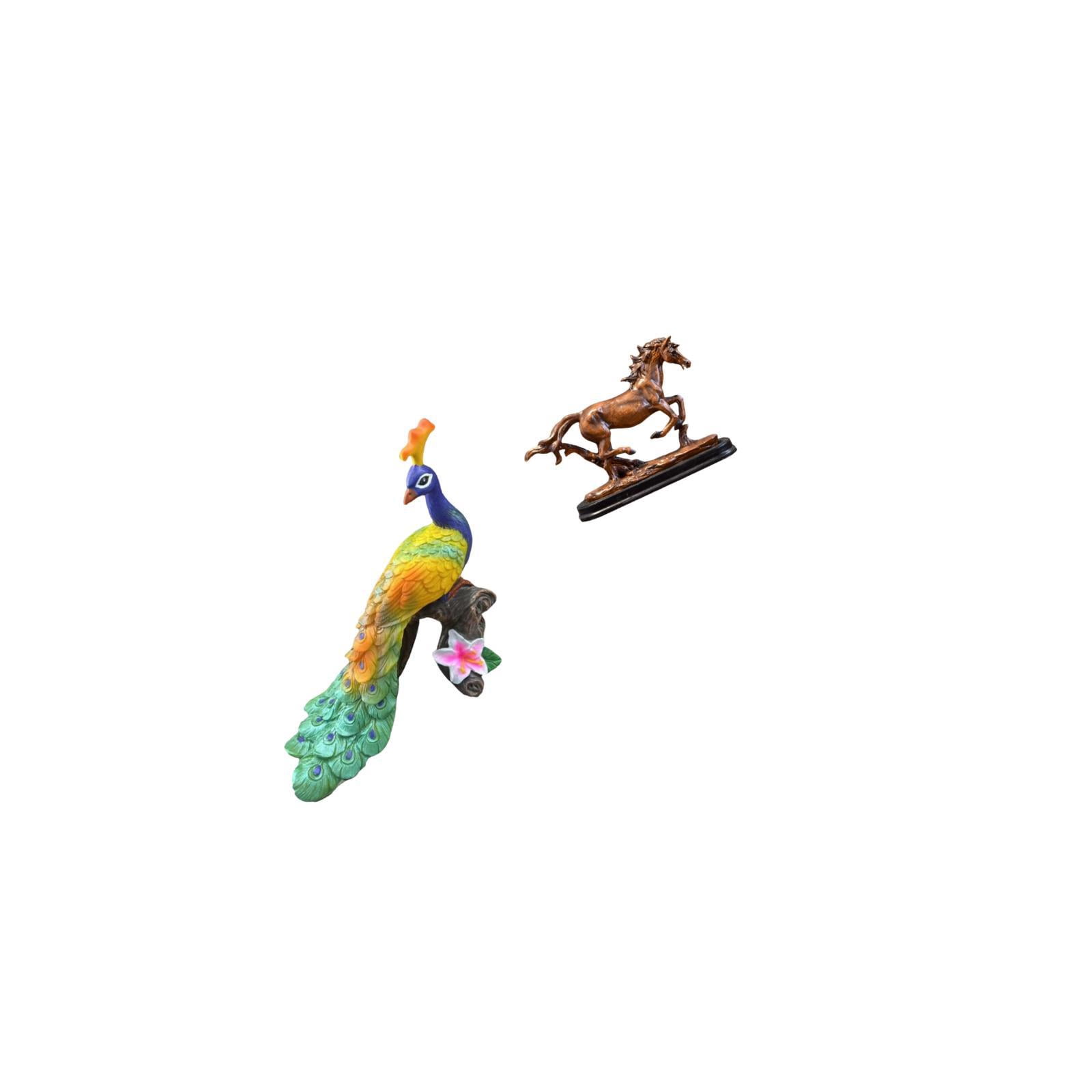 CarpNettore Peacock Sculpture Figurine Decorative Garden Ornament Crafts Statue for Home Decoration Yard Artwork Collectible Art Ornament Horse for Desk Decoration Bookcase Living Room
