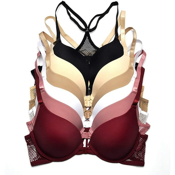 Iheyi 6 pcs Butterfly Lace Open Front and Back Criss Cross Plain Front Closure Bra B/C (38C)