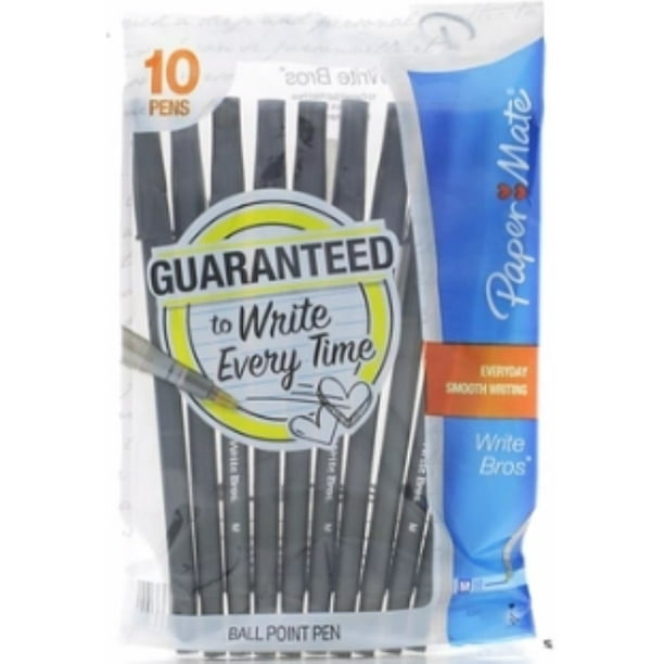 Paper Mate Ballpoint Pens, Medium Point, Black Ink 10 ea