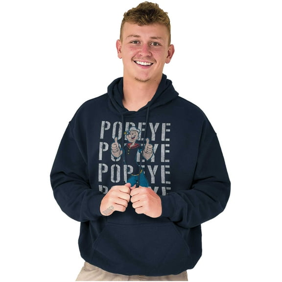 Popeye The Sailor Man On Repeat Retro Hoodie Sweatshirt Women Men Brisco Brands S