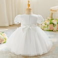 thumbnail image 2 of IBTOM CASTLE Baby Girl Christening Lace Tulle Dress, Newborn Floral Flower Kids Skirt, Toddler Birthday Wedding Party Princess Gown 6-9 Months White, 2 of 7