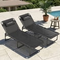 thumbnail image 6 of MRUAKA Outdoor Folding Chaise Lounge Chair, Heavy-Duty Portable Sun Lounger with Removable Pillow, Patio Beach Chair for Backyard, Poolside, Camping, Set of 2,Black, 6 of 9