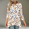 thumbnail image 2 of CYMMPU Loose Fit Tunic Tops Boho Blouses for Women Dressy Casual Floral Pattern Spring Tops Crew Neck 3/4 Sleeve Summer Fashion Shirts Flare Hem Hide Belly Tops to Wear with Leggings T-Shirts Khaki S, 2 of 7