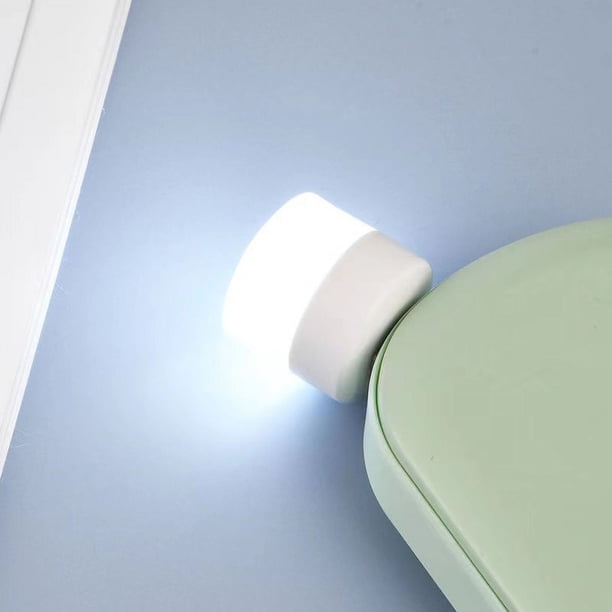 Luces USB de noche, minibombilla LED, enchufable, blanco cálido, compacto, ideal para dormitorio, baño, guardería, pasillo, cocina, coche, luz de ambiente USB (4 luces blancas)