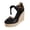 Black, variant on Espadrilles for Women Splice Closed Toe Color Block Ankle Strappy Lace up Platform Wedge Sandals Casual Summer Wedges Heels Green Size 9
