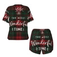 thumbnail image 6 of Wukai Wonderful Time Christmas Women's Pajama Set,Short-Sleeve Top and Shorts with Elastic Waistband and Pockets for Loungewear, Yoga, and Casual Wear-Large, 6 of 8