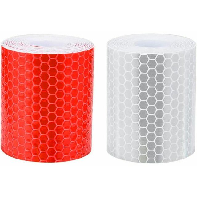 Cinta reflectante, 2 piezas. Cinta autoadhesiva reflectante de 5 cm × 3 metros de alta visibilidad para vehículos, automóviles, remolques, bicicletas, remolques, cascos, color blanco y rojo. esquí esquí Gafas de esquí