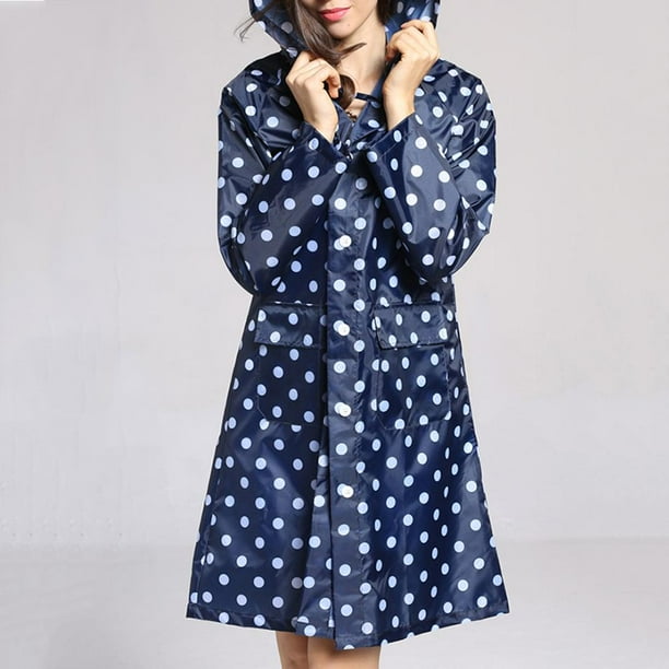 Women's Lightweight Raincoat Hooded Waterproof Outdoor Long Jacket w