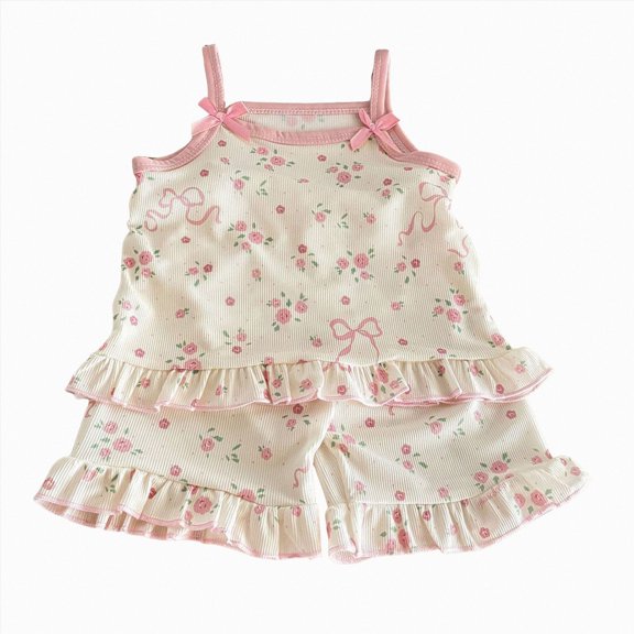 kmaduk Girls Toddler Baby Summer Clothes 3 6 12 18 Months 2T 3T 4T 5T Girls Outfits Sleeveless Tank Top and Shorts Set Pink,Size 6-12 Months