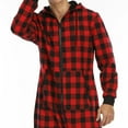thumbnail image 6 of DHFJKG Winter Plaid Pajamas For Men Jumpsuit Loungewear Long Sleeve Hooded Drawstring Zipper Onesie With Pockets Sleepwear Soft Nightwear, 6 of 7