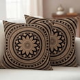 thumbnail image 5 of 2 Pack Outdoor Waterproof Throw Pillow Covers,Abstract Brown Flowers Decorative Square Pillow Case Patio Pillowcases for Chair Couch Sofa 16x16in, 5 of 9