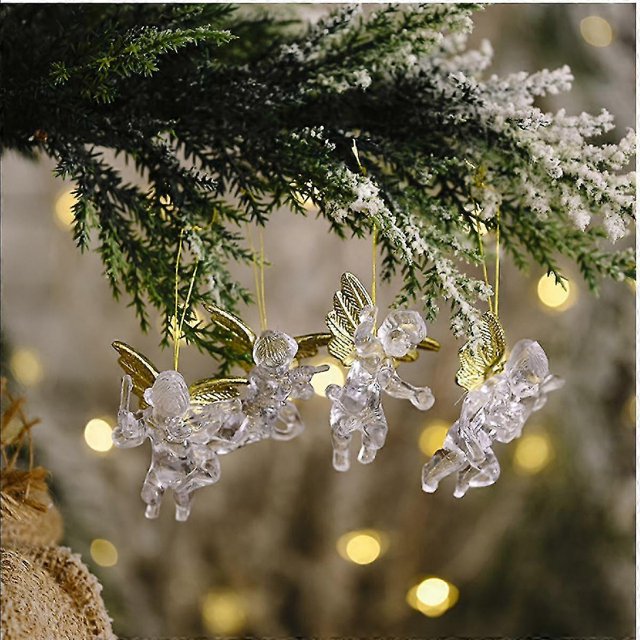 SDIGV 4 adornos de ángel de cristal para decoración de árboles de Navidad, transparentes - 9388732191144